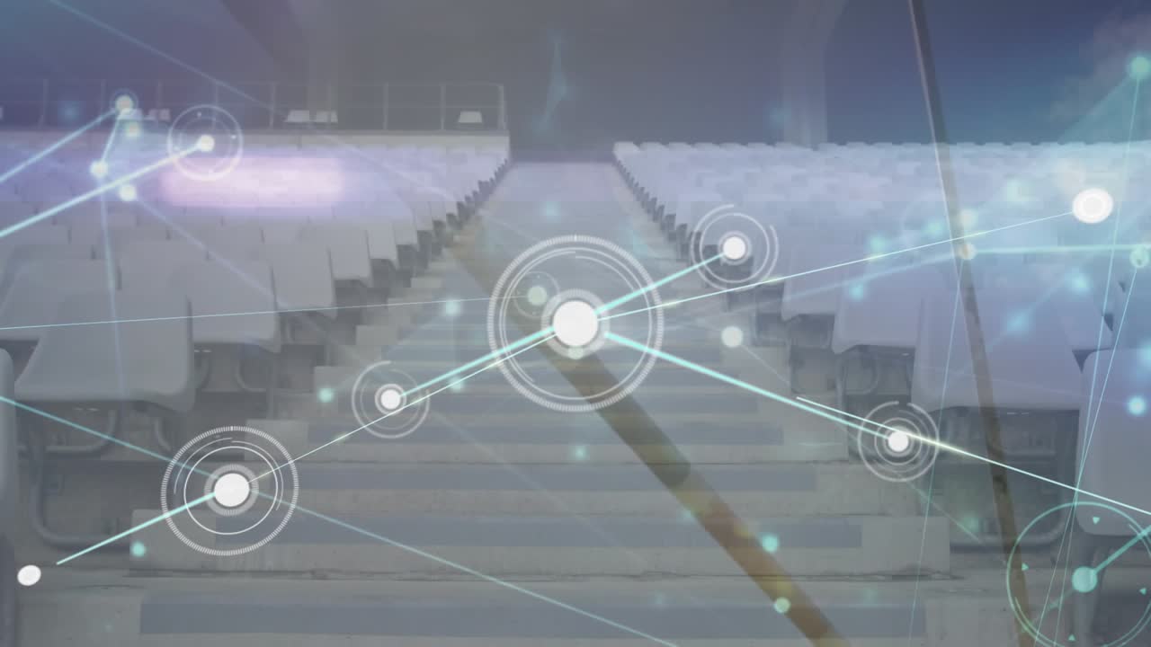 Animation af netværksforbindelser over mand, der arbejder på lager