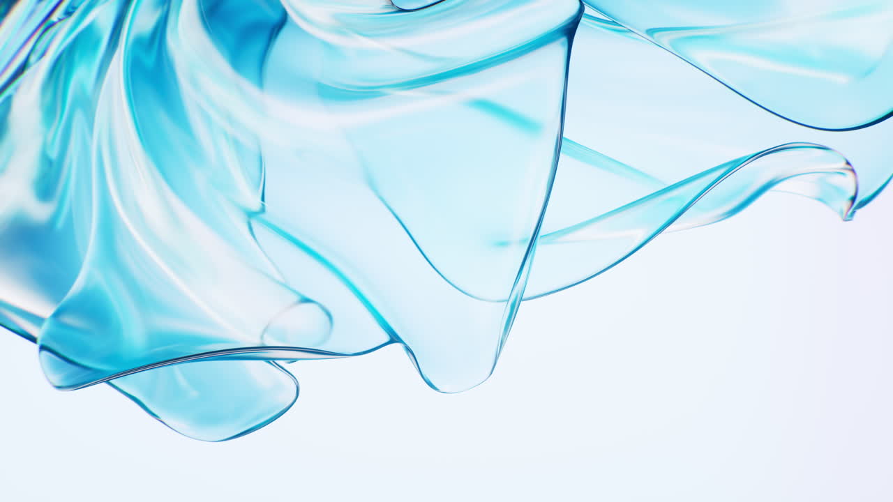 Flowing transparent blue wave cloth background, 3d rendering