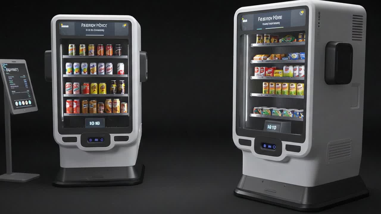 Advanced Smart Vending Machines Offering a Variety of Snacks and Beverages with Interactive Touch Screens for Convenient User Experience and Seamless Transactions