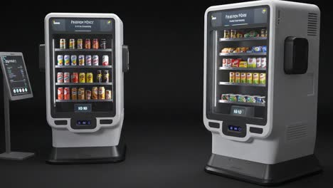 advanced smart vending machines offering a variety of snacks and beverages with interactive touch screens for convenient user experience and seamless transactions