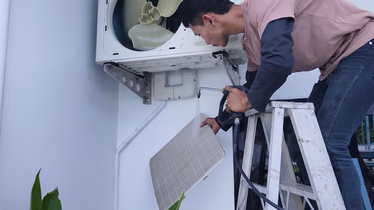 Cleaning an Outdoor Air Conditioner Unit