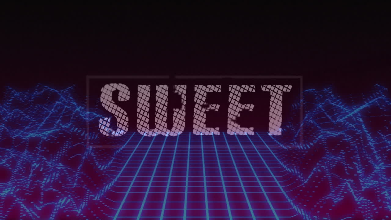 디지털 지도와 그리드 위에 달한 텍스트의 애니메이션