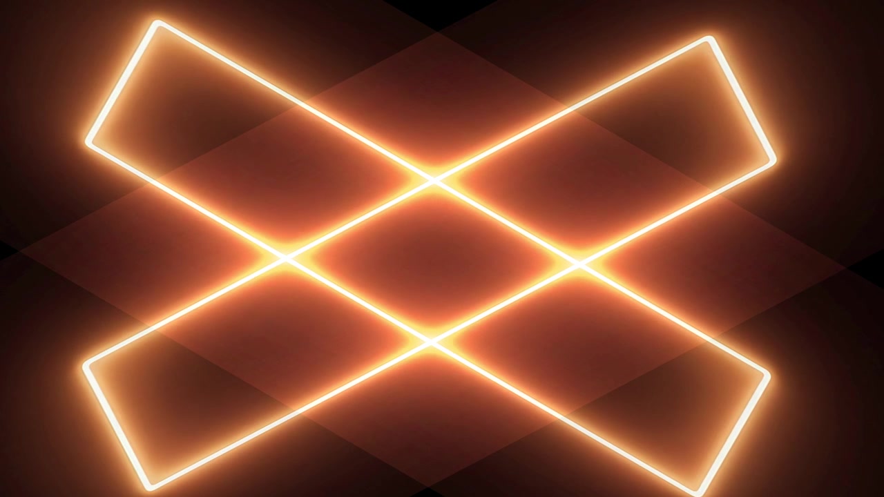Abstract Glowing Orange Neon X Shape on Black Background