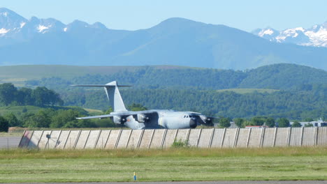 airbus a400m atlas of the belgian air component at tarbes–lourdes–pyrénées airport in lourdes, france