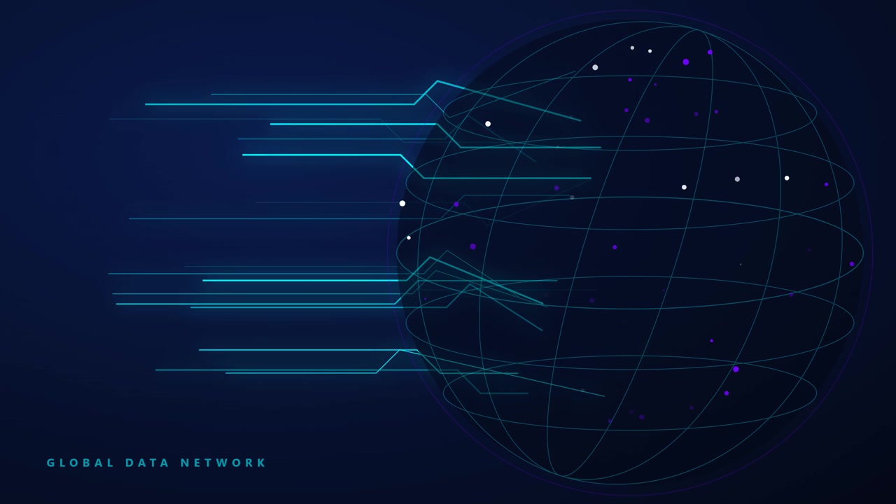 Digital Global Data Network Visualization with Animated Lines and Globe