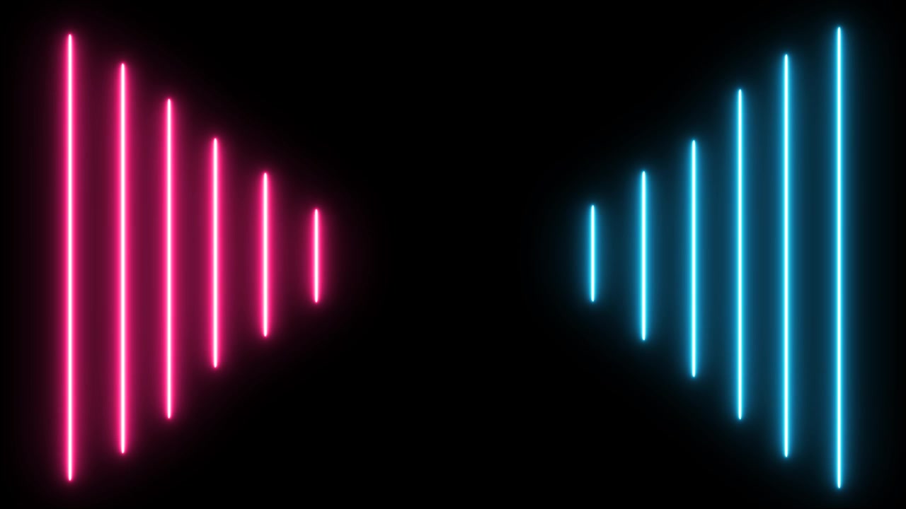 Loop continuo di LED neon ultravioletti luminosi viola e blu