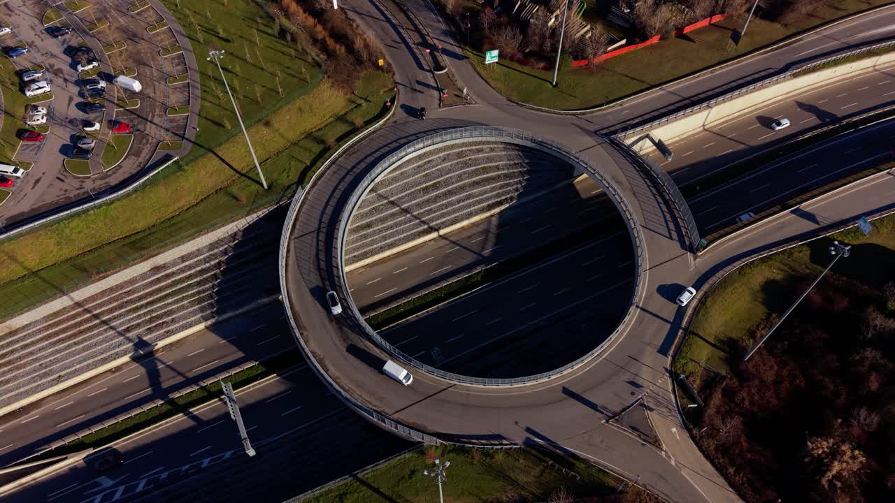 Drone View Of Circular Highway Interchange Milan Italy