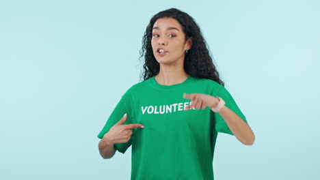 woman, pointing at you to volunteer and help