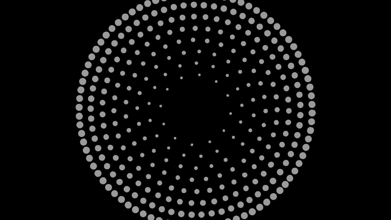 графический рисунок в черно-белом с стробоскопическим и гипнотическим эффектом, в то время как он вращается по часовой стрелке и увеличивается в размерах.