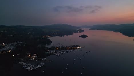 cinimatic sunset footage of the busy bowness bay marina, cumbria english lake district