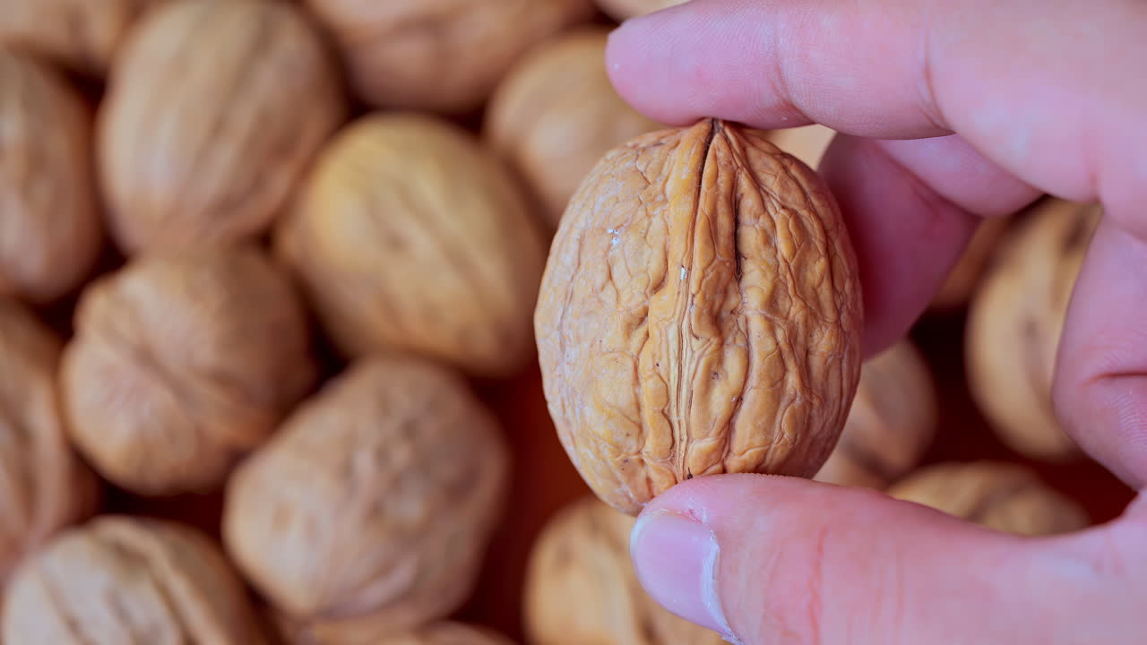 Walnuts in a wooden bowl