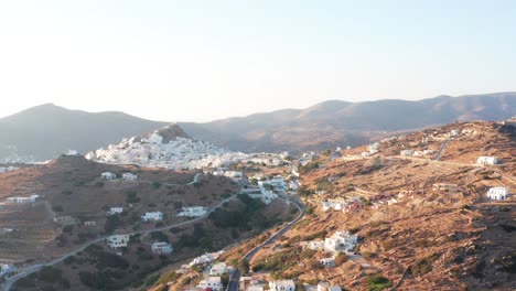 aerial view of residential housing in ios chora