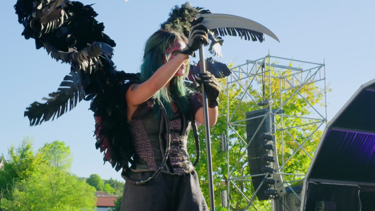 montalegre 13 september 2024 friday the 13th young girl disguised as a dark angel posing