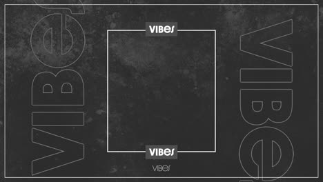 animación de vibraciones de texto blanco, con marco blanco central y espacio en blanco sobre fondo gris
