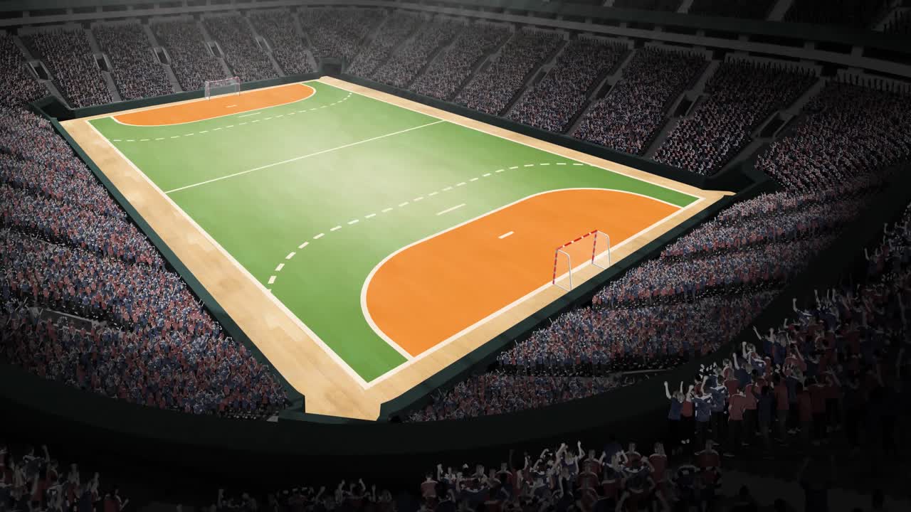 Animation of handball sports stadium with fans