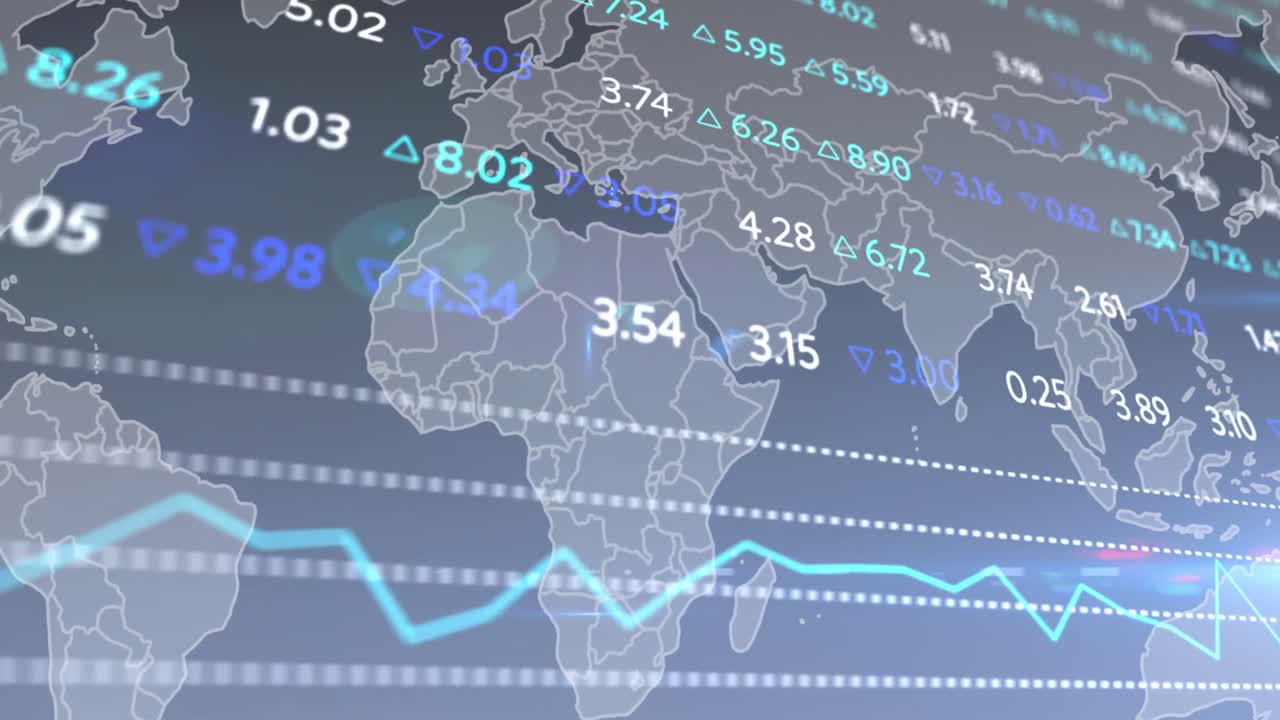 세계 지도를 통해 데이터 처리의 애니메이션
