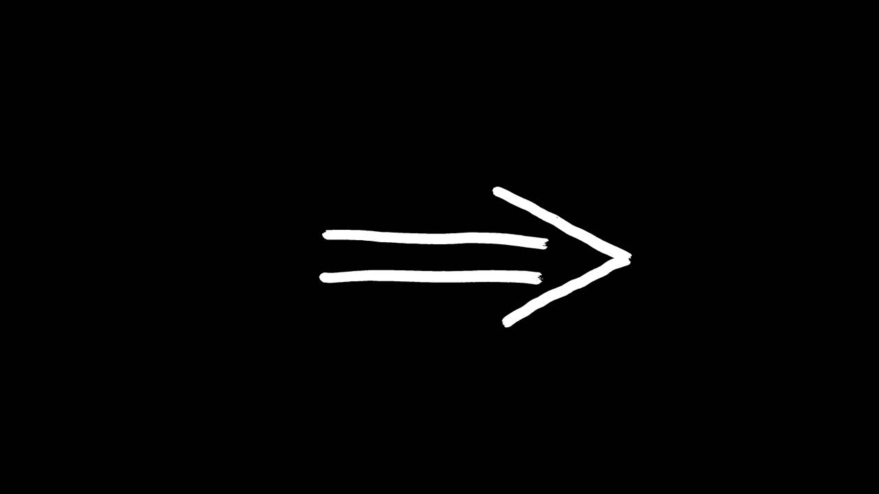 Hand-Drawn Double Arrow Pointing Right on Black Background