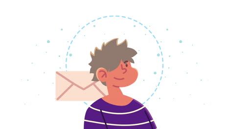 young boy with envelope mail