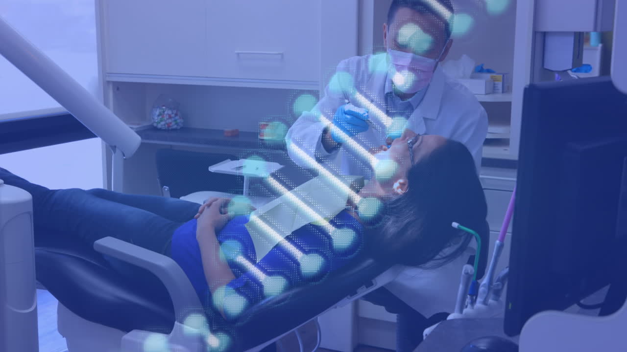 la estructura del adn gira en contra del dentista que trata a una paciente femenina.