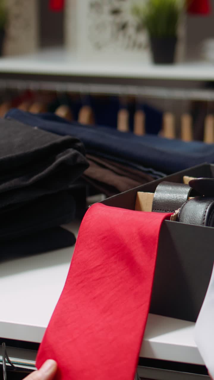 Primo piano di accessori in un negozio di abbigliamento