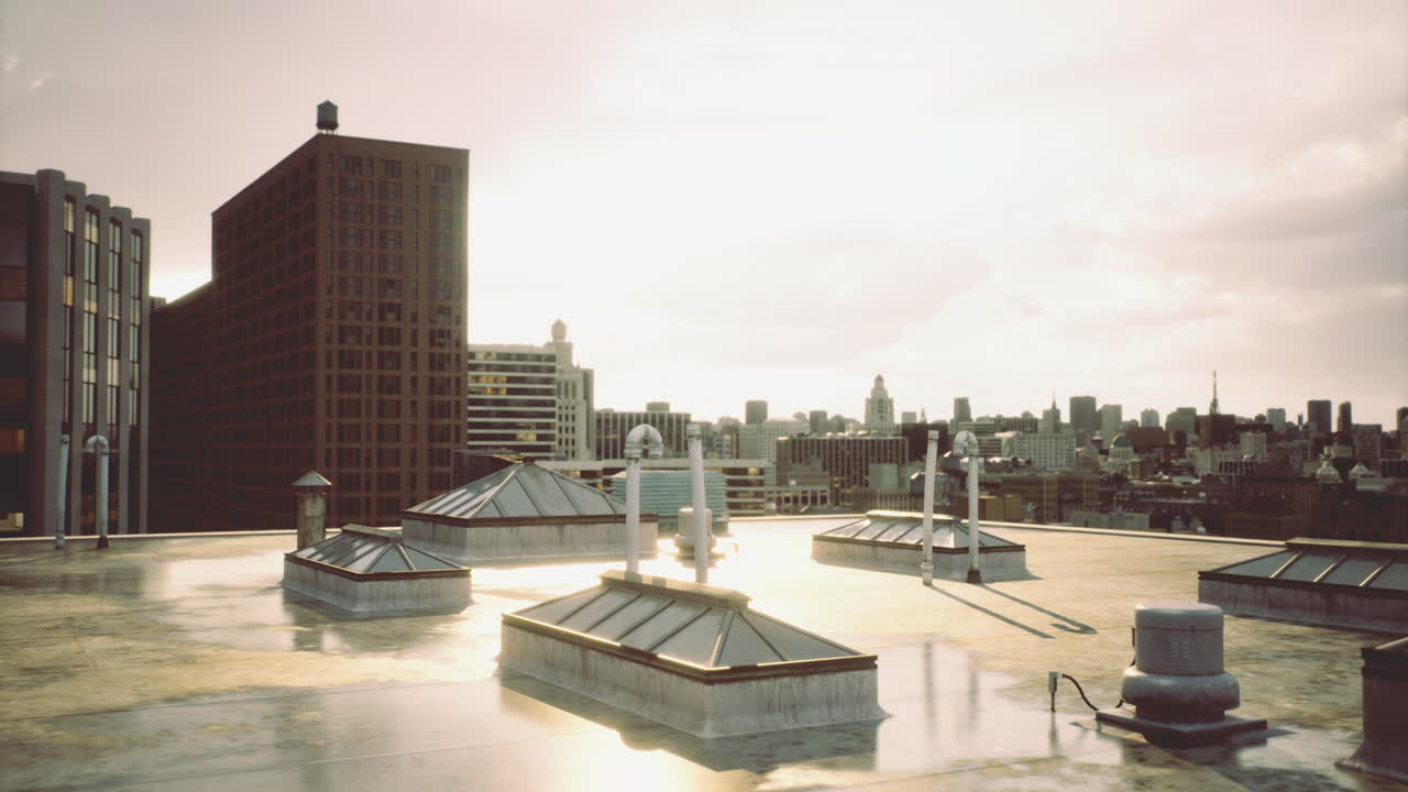 City Rooftop View at Sunrise/Sunset
