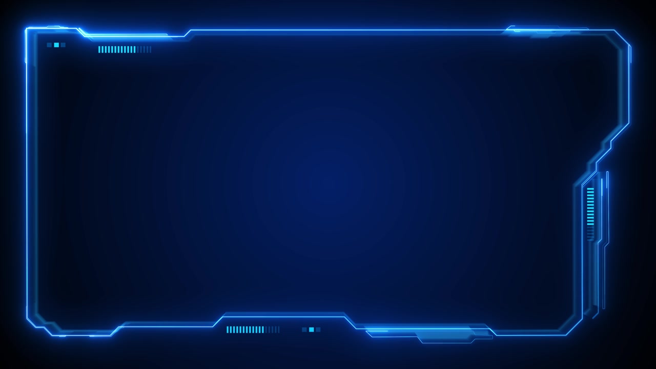 Blue futuristic hud frame background offers clean copy space glowing interface borders dark gradient
