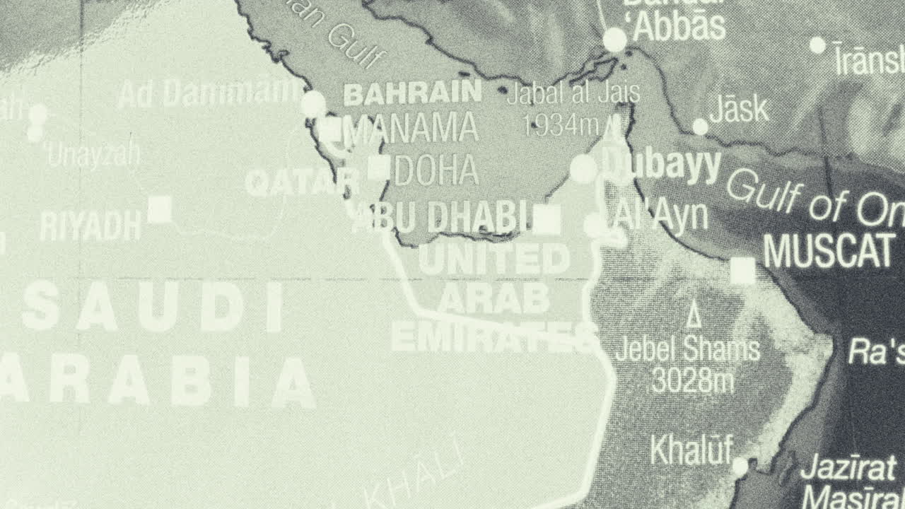 Monochrome Map of the Arabian Peninsula and Gulf Region