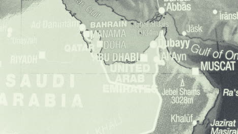 monochrome map of the arabian peninsula and gulf region
