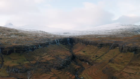 Faroe-Islands-4K-Aerial-of-River-at-Haldarsvík,-Streymoy