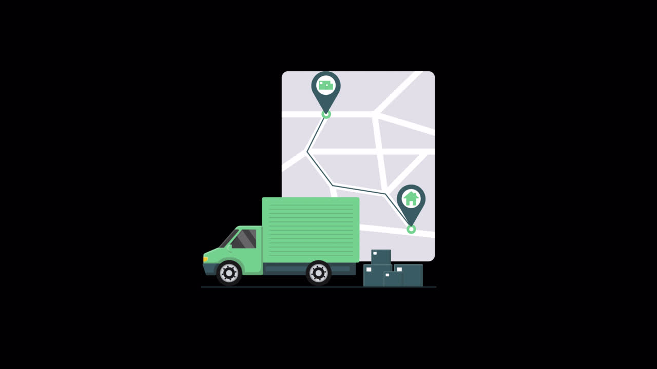 Animated Delivery Truck and Map with Route Tracking