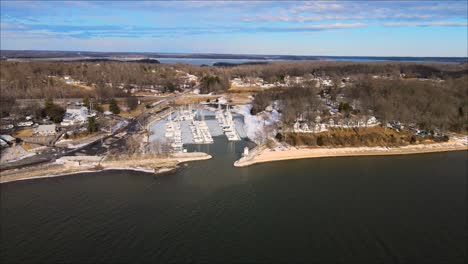 panoramic shot of lighthouse landing on kentucky lake in grand rivers, kentucky