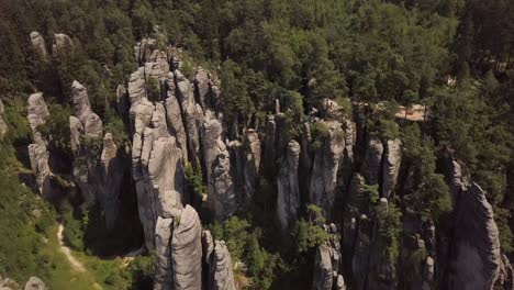 aerial view of drone flying over limestone peaks and rock formations. video footage with drone stock video