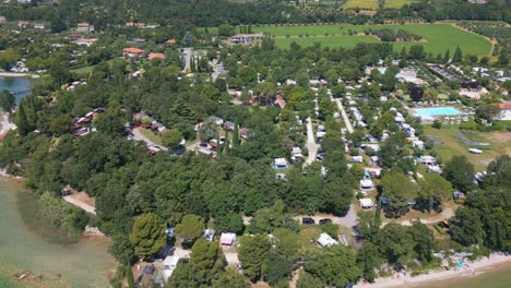 Aerial-View-of-Fornella-Campsite-in-Lake-Garda,-Italy