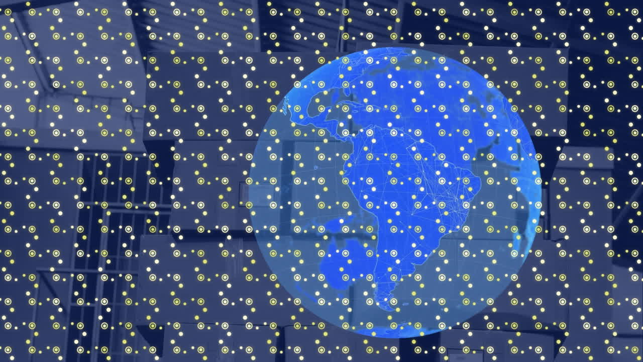 Animation of pattern moving in repetitive motion over globe in background