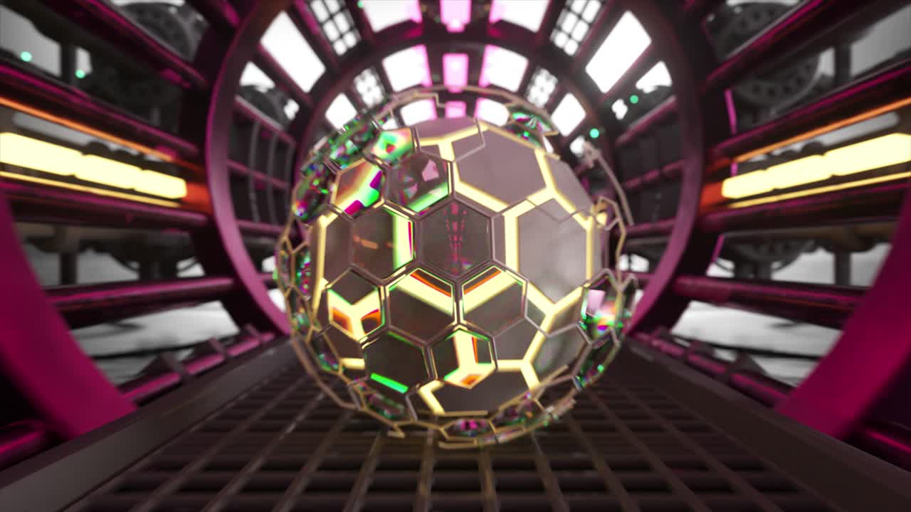 esfera futurista en un túnel rosado