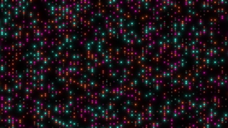 A colorful array of dots form a captivating grid pattern against a dark backdrop in this visually stimulating image