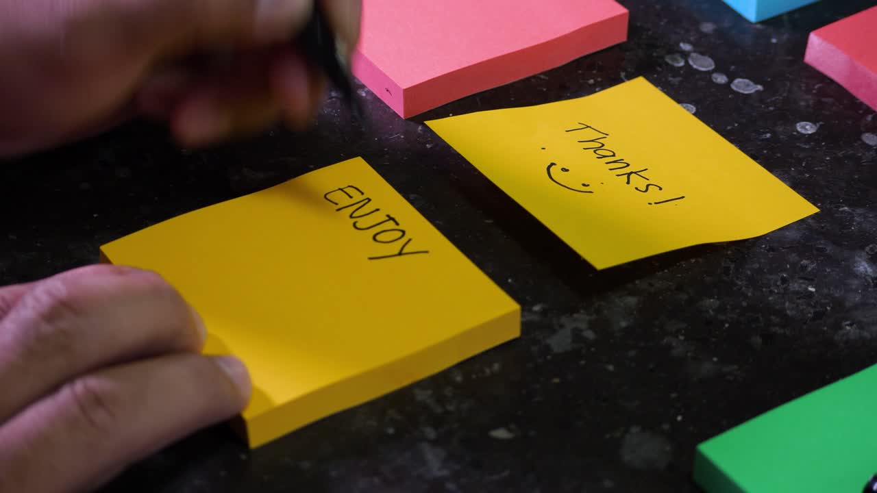 Post-it reminder Enjoy your weekend handwritten note post short message