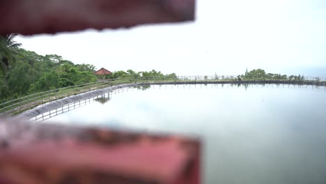 Beautiful-morning-view-of-the-Grigak-pond,-a-pond-on-the-edge-of-the-southern-sea-in-Gunung-Kidul-district,-Yogyakarta,-Indonesia