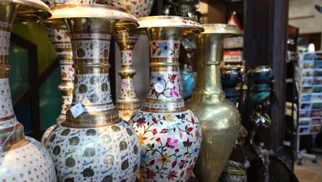 beautifully decorated vases in a dubai market