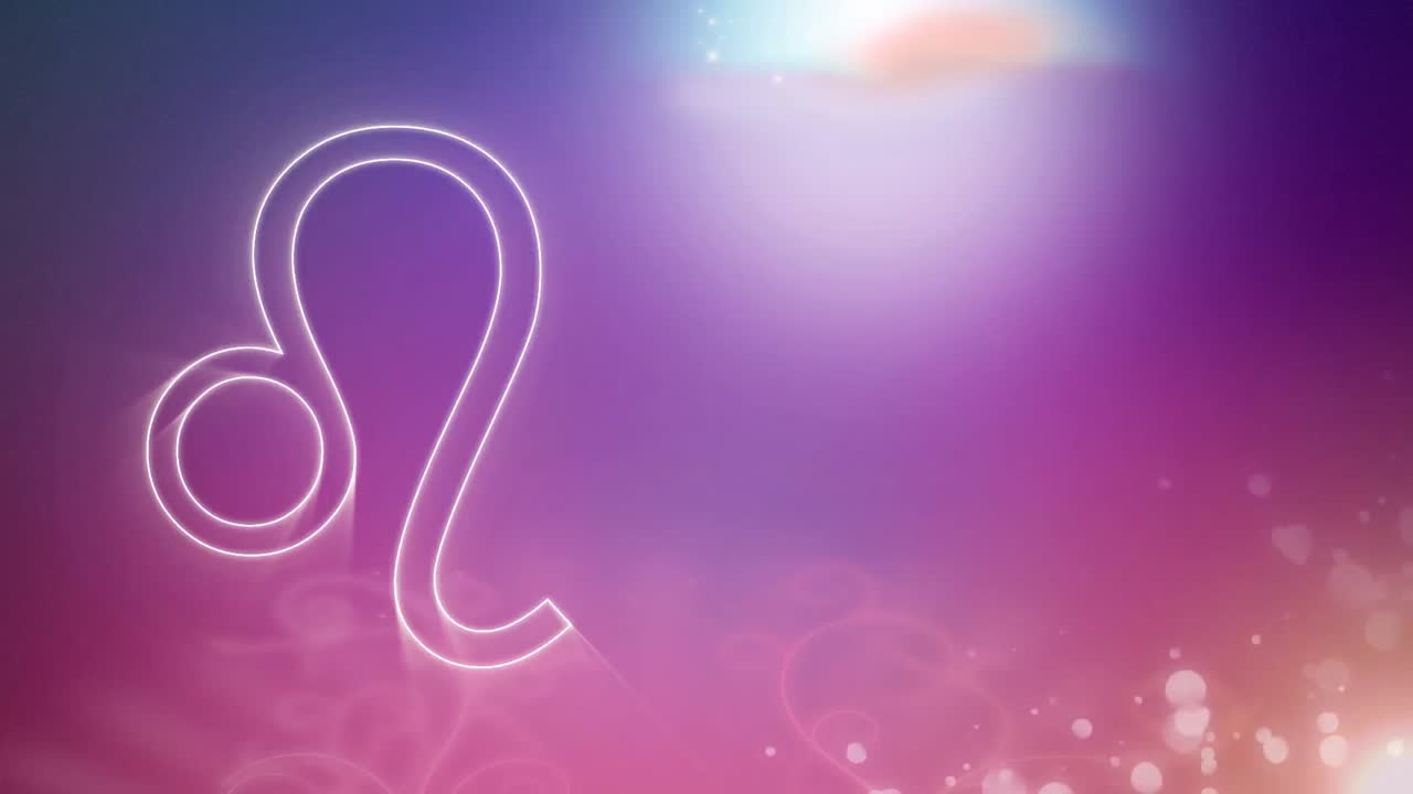 signo zodiacal de león en un fondo de púrpura a rosa