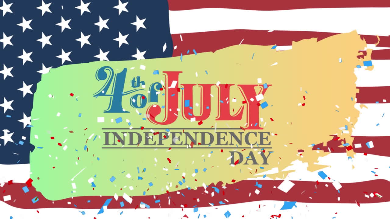 Animation of fourth of july independence day text over american flag