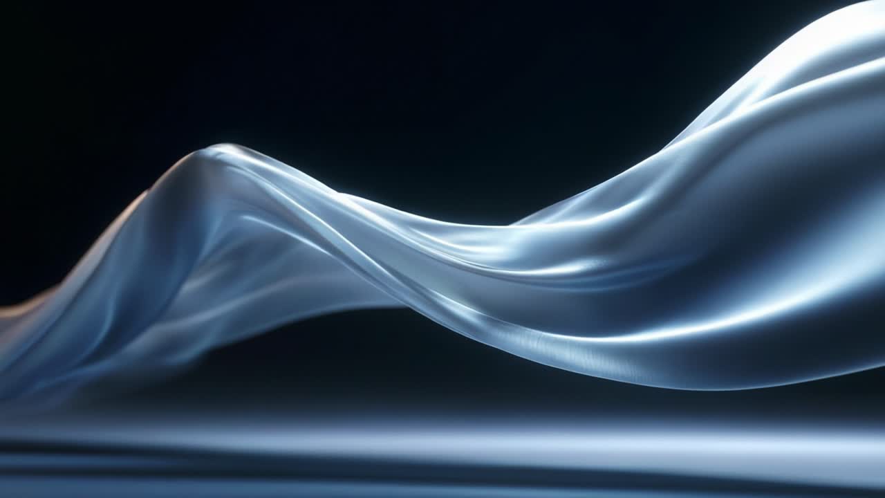 Flowing Silken Fabric Waves: An Abstract Visual Exploration of Movement, Light, and Texture in a Dark Background Enhance the Aesthetic Appeal and Artistic Expression of the Scene