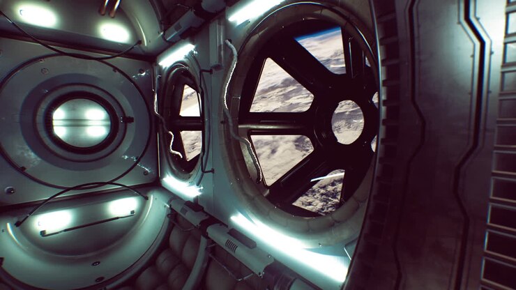 Earths curvature seen from a space capsule window
