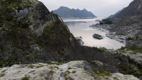 Lofoten-Landscape-With-Calm-Sea-Waters-During-Winter-In-Northern-Norway