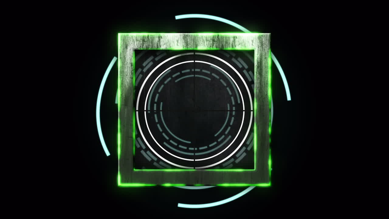 검은색 배경에서 범위 스캔과 데이터 처리의 애니메이션