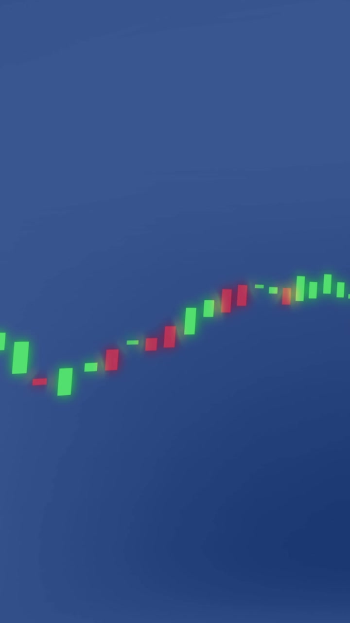 Animazione dell'elaborazione di dati finanziari su sfondo blu