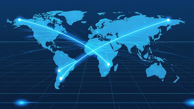 Global Network Connection on World Map