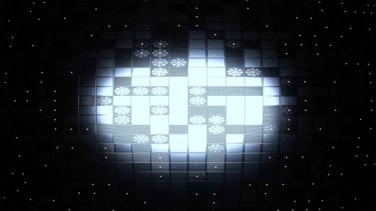 Seamless Loop of Abstract Digital Light Grid with Snowflake Patterns