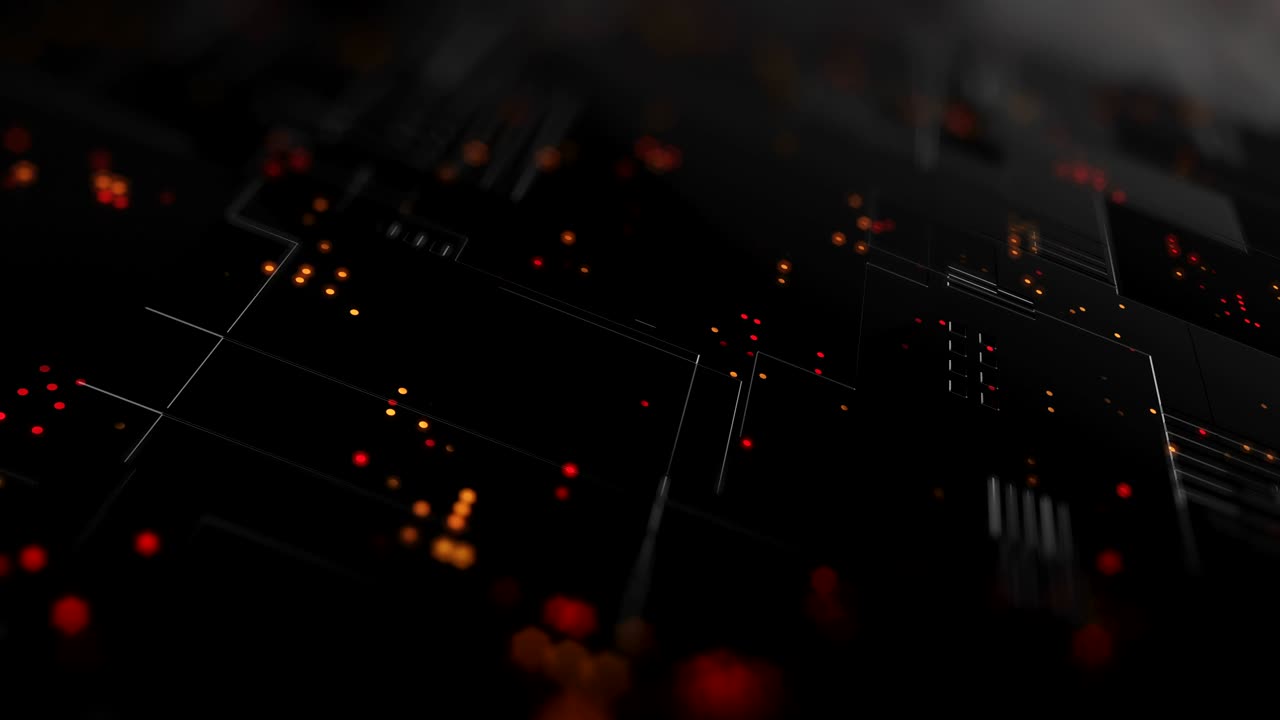 Abstract high tech digital technology background made of particles and metallic plates.