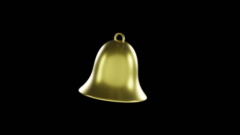 seamless loop 3d rendering golden realistic bell 3d illustration on transparent alpha background. 3d notification realistic golden bell icon.